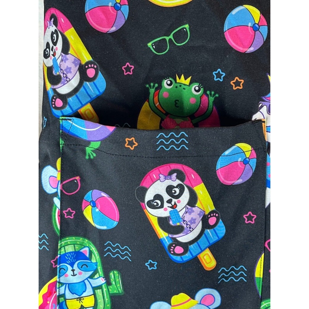 Ava Theresa Womens Scrub Top Animal Floatie Unicorn Size Small V-neck - Picture 3 of 8